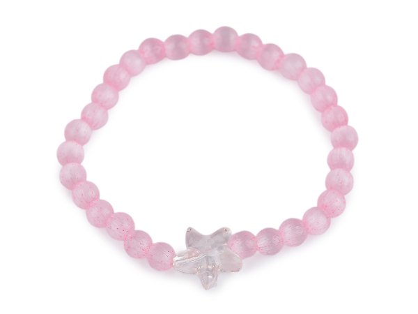 Náramek pružný ze skleněných korálků kočka, motýl, hvězda