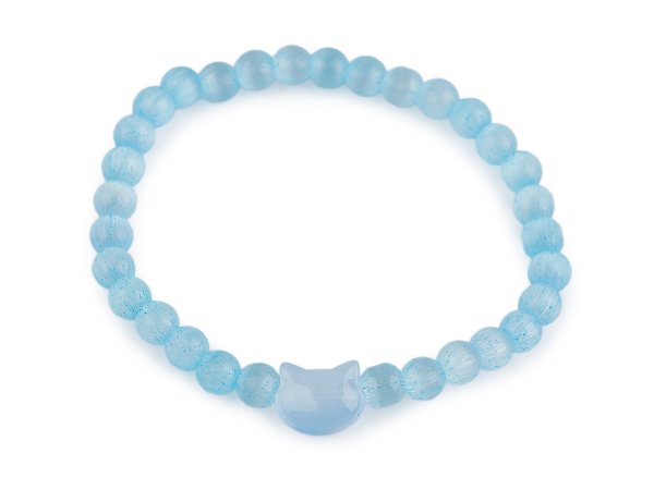 Náramek pružný ze skleněných korálků kočka, motýl, hvězda