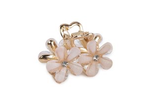 Skřipec do vlasů kovový s broušenými kamínky květy