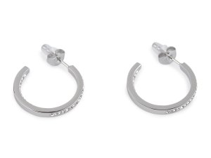 Náušnice z nerezové oceli s broušenými kamínky kruhy