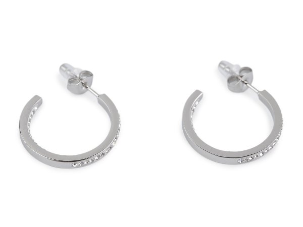 Náušnice z nerezové oceli s broušenými kamínky kruhy