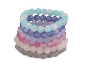 Náramek pružný ze skleněných korálků s ledovým efektem