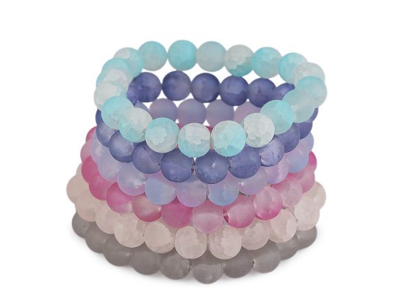 Náramek pružný ze skleněných korálků s ledovým efektem