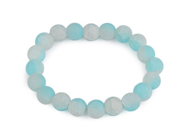 Náramek pružný ze skleněných korálků s ledovým efektem