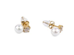 Náušnice z nerezové oceli s broušeným kamínkem a perlou