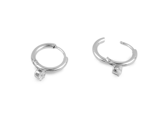 Náušnice z nerezové oceli kroužky s broušeným kamínkem