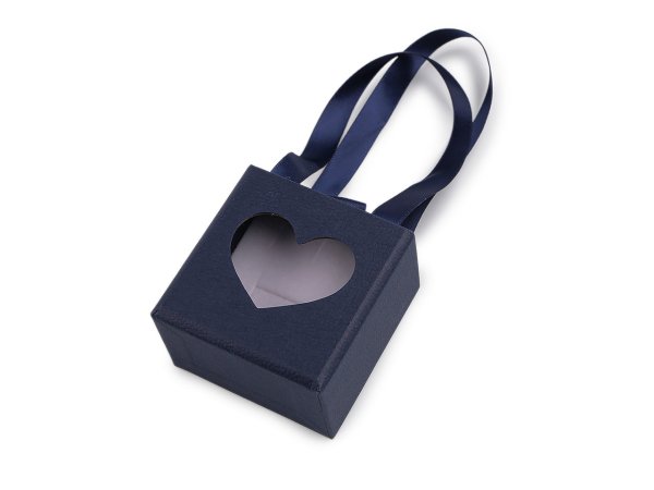 Krabička na šperky s průhledem srdce a uchem 5,5x5,5 cm