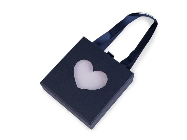 Krabička na šperky s průhledem srdce a uchem 10x10 cm