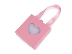 Krabička na šperky s průhledem srdce a uchem 10x10 cm
