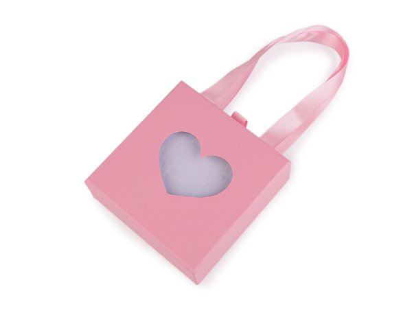 Krabička na šperky s průhledem srdce a uchem 10x10 cm