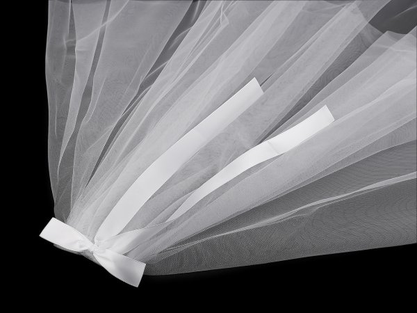 Závoj s hřebenem a saténovou mašlí - na párty / rozlučku se svobodou