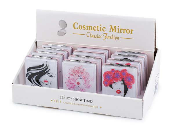 Kosmetické zrcátko s tekutými glitry dívka