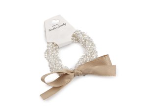 Perlová gumička do vlasů / náramek s mašlí