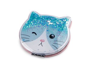Kosmetické zrcátko s tekutými glitry kočka