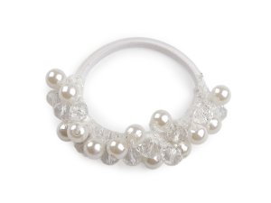 Gumička do vlasů / náramek s broušenými korálky a perlami