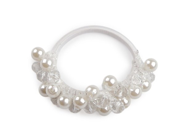 Gumička do vlasů / náramek s broušenými korálky a perlami