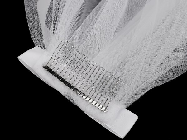 Závoj s hřebenem a saténovou mašlí - na párty / rozlučku se svobodou