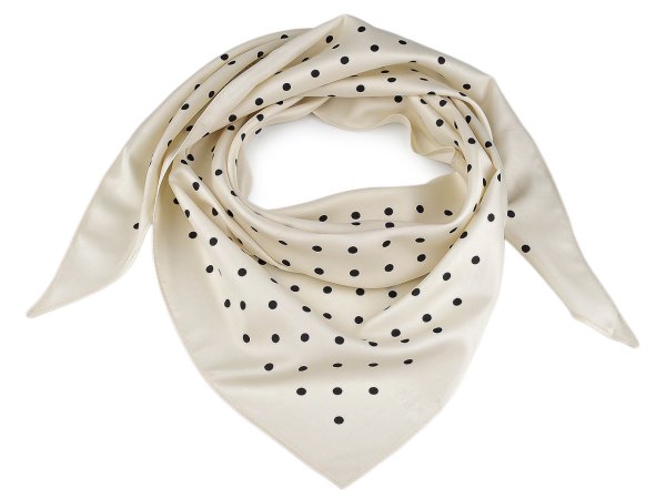 Saténový šátek trojúhelníkový puntík 65x135 cm