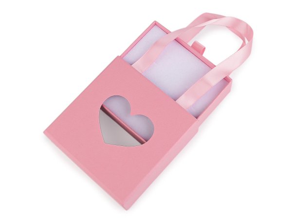Krabička na šperky s průhledem srdce a uchem 10x10 cm