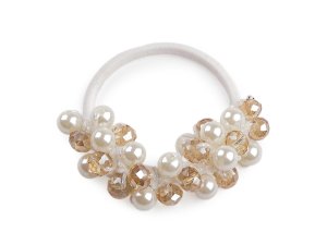 Gumička do vlasů / náramek s broušenými korálky a perlami