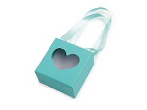 Krabička na šperky s průhledem srdce a uchem 5,5x5,5 cm