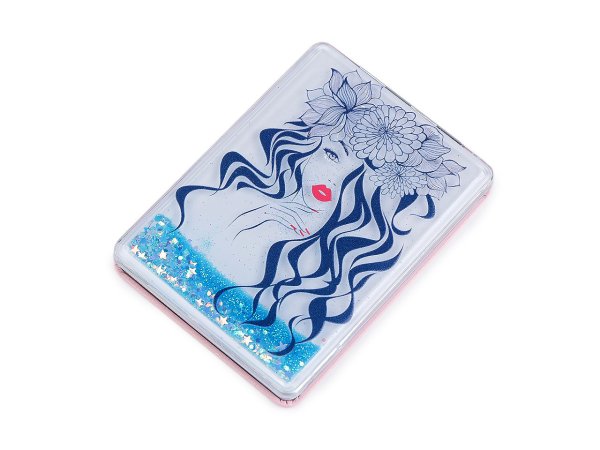 Kosmetické zrcátko s tekutými glitry dívka