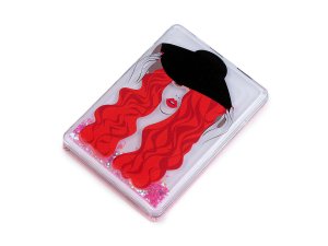 Kosmetické zrcátko s tekutými glitry dívka