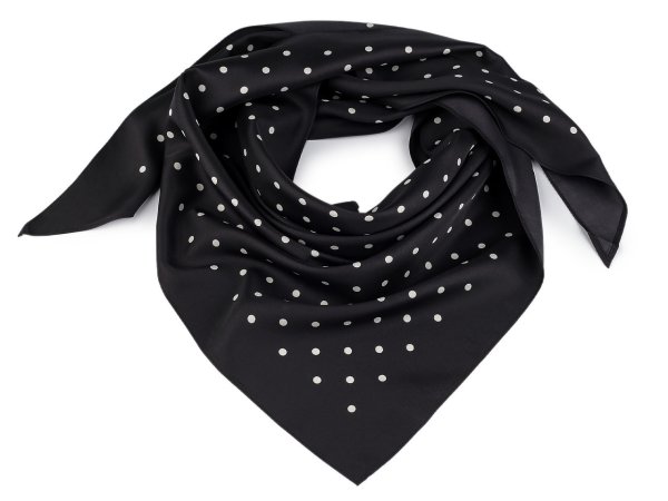 Saténový šátek trojúhelníkový puntík 65x135 cm