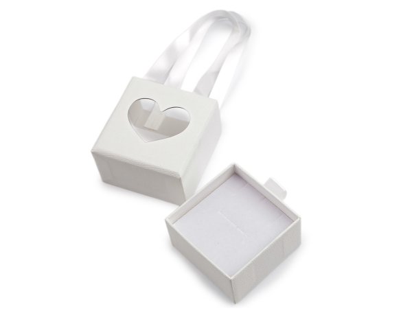 Krabička na šperky s průhledem srdce a uchem 5,5x5,5 cm