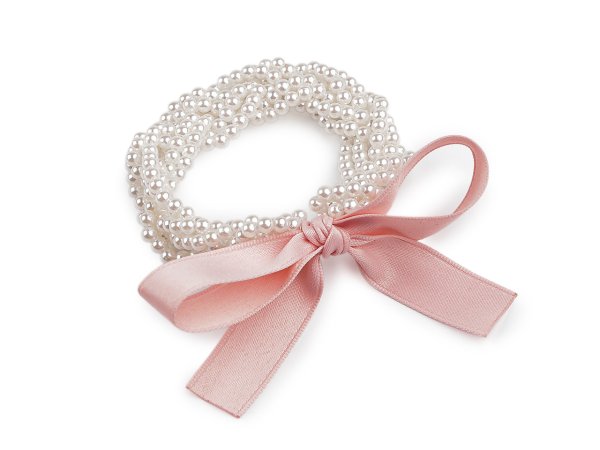 Perlová gumička do vlasů / náramek s mašlí