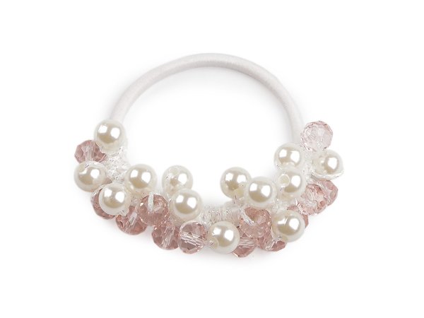 Gumička do vlasů / náramek s broušenými korálky a perlami