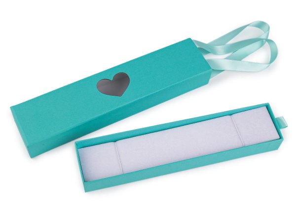 Krabička na šperky s průhledem srdce a uchem 5x22 cm