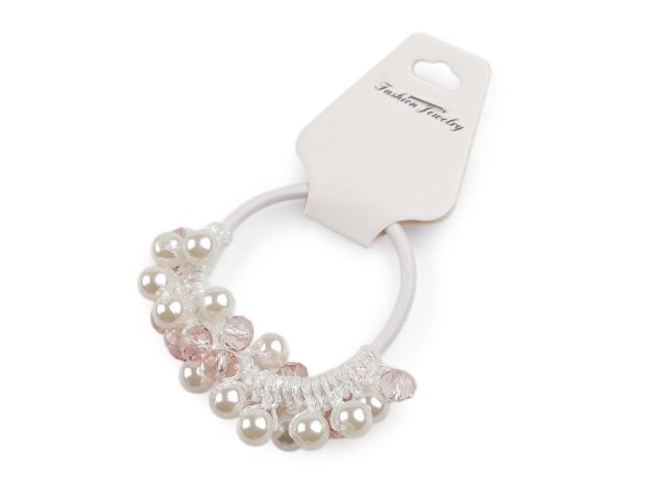 Gumička do vlasů / náramek s broušenými korálky a perlami