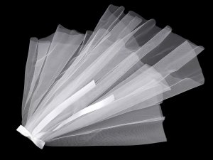 Závoj s hřebenem a saténovou mašlí - na párty / rozlučku se svobodou