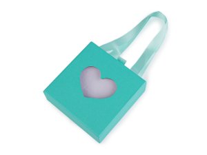 Krabička na šperky s průhledem srdce a uchem 10x10 cm