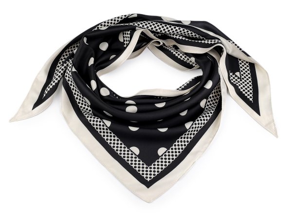 Saténový šátek trojúhelníkový puntík 65x135 cm