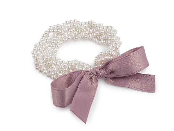 Perlová gumička do vlasů / náramek s mašlí