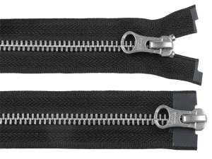 Zip kovový YKK No 5 dělitelný 2 jezdce / dvoucestný 80 cm na kožené bundy