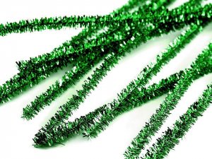 Chlupaté modelovací lurexové drátky Ø6 mm délka 30 cm - 2 zelená trávová