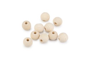 Dřevěné korálky nelakované vroubkované Ø14 mm