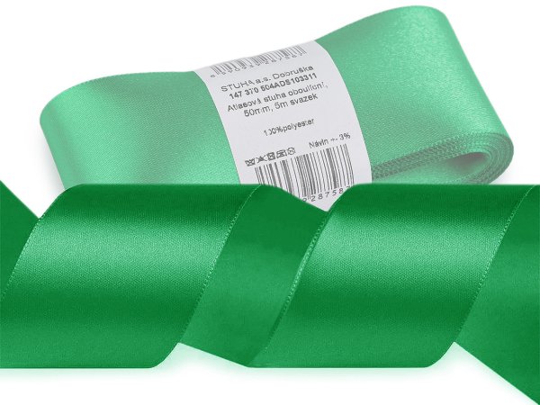 Atlasová stuha oboulící svazky po 5 m šíře 50 mm