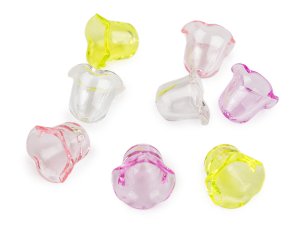 Plastové korálky květní kalich malý 14x18 mm