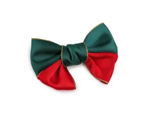 Vánoční saténová mašle s lurexem 7,5x6 cm
