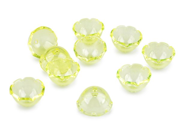 Plastové korálky květní kalich velký 13x22 mm