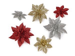 Vánoční hvězda s glitry a klipem Ø6; 8 cm