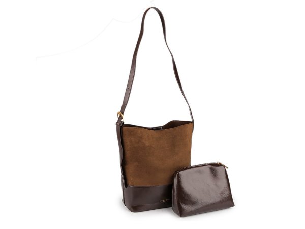 Kabelka imitace broušená kůže s pouzdrem 32x28 cm