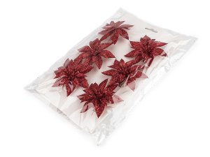 Vánoční hvězda s glitry a klipem Ø6; 8 cm