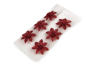 Vánoční hvězda s glitry a klipem Ø6; 8 cm