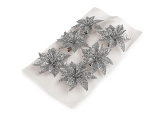 Vánoční hvězda s glitry a klipem Ø6; 8 cm