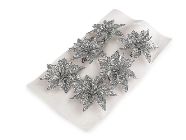Vánoční hvězda s glitry a klipem Ø6; 8 cm